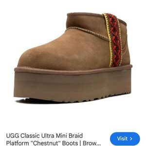 UGG Chestnut Platform Boots with Braided Detail